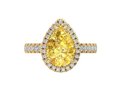 Pear Solitaire Ring 3D print model 12