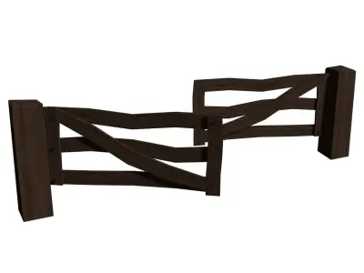 Wooden Oak Gate Free low-poly 3D model