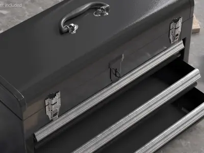 Metal Portable Chest Toolbox with 3 Drawers Black 3D model