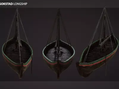 Gokstad Longship Low-poly 3D model