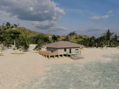 Beach Casa Scene-villa-modern house 3D model
