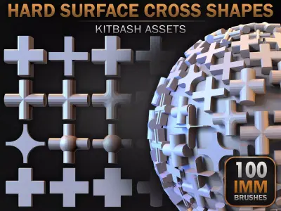 100 Hard Surface IMM Cross Shapes Low-poly 3D model