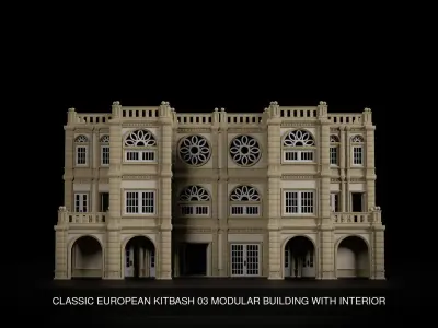 CLASSIC EUROPEAN KITBASH MODULAR BUILDING WITH INTERIOR PACK