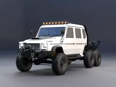 6x6 Offroad Utility Truck Rigged Vehicle 3D Model  Low-poly 3D model