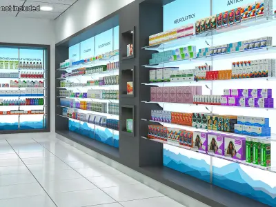 Pharmacy Display Stand with Filling 3D model