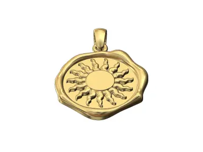 Sun wax seal pendant charm 3D print model