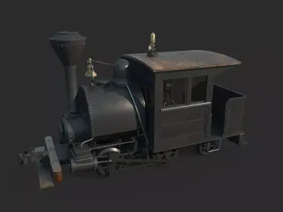 Old-fashioned steam locomotive using wood as fuel 3D model