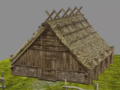 Medieval Viking House 02 Game Ready Low-poly 3D Model Low-poly 3D model