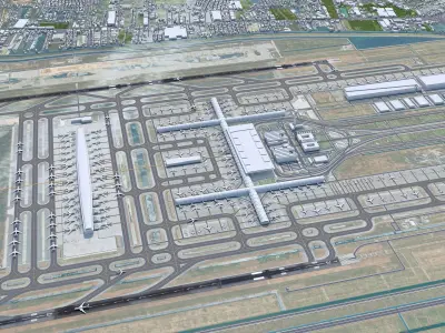 Bangkok Suvarnabhumi Airport 12km Low-poly 3D model