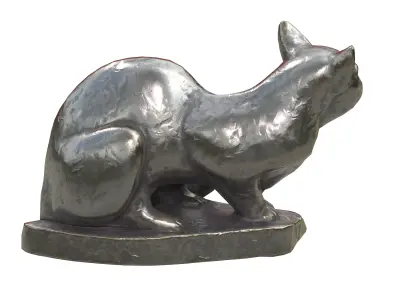 Sitting cat metal statues Low-poly 3D model