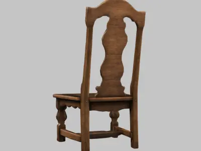 Medieval simple wooden chair furniture Low-poly 3D model