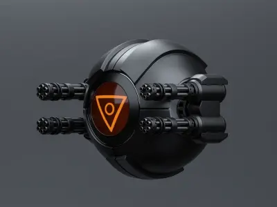 Spherical drone Low-poly 3D model