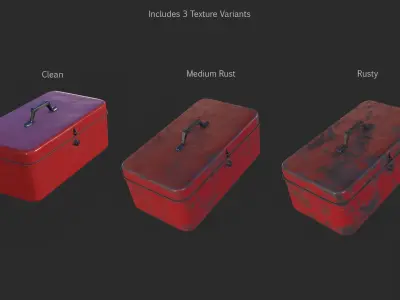 Antique Toolbox game ready Low-poly 3D model