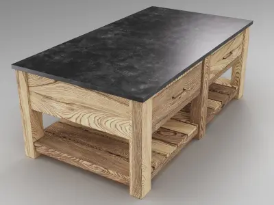 Pottery Barn - Parker 50inch Reclaimed Wood Coffee Table 3D model