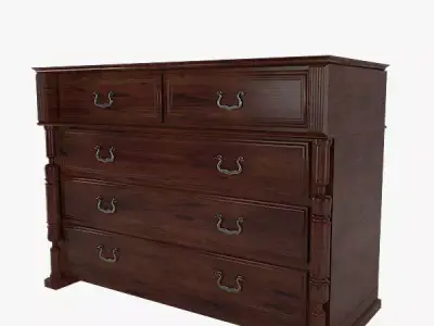 Antique Wooden Classic Cabinet Furniture 3D model