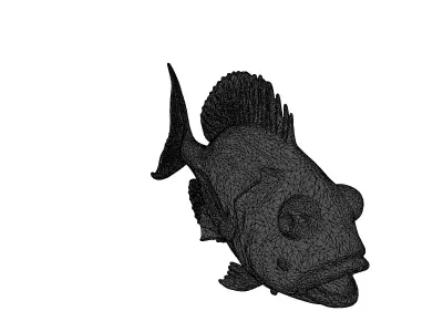 Stylized Metallic Blue Fish Model 3D model
