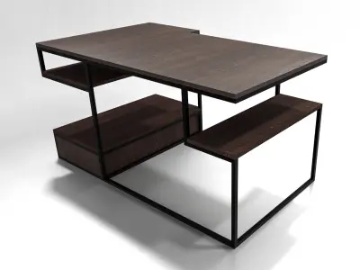 JOHN CARPENTER INDUSTRIAL WOOD OFFICE CABINET DESK  Low-poly 3D model