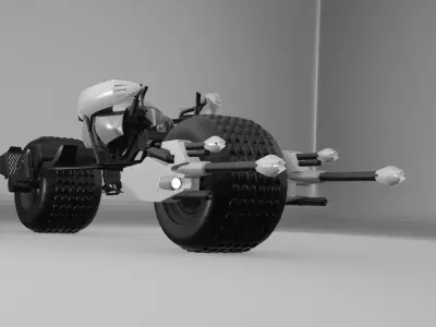 BATPOD motorcycle with gun Low-poly 3D model