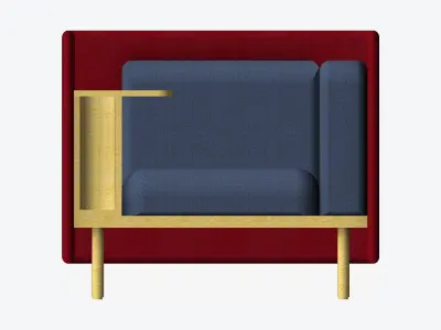 Sofa - Contemporary - Flame - Chair - Work Shelf - Left Low-poly 3D model