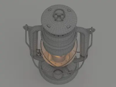 Vintage oil lamp blue 3D model