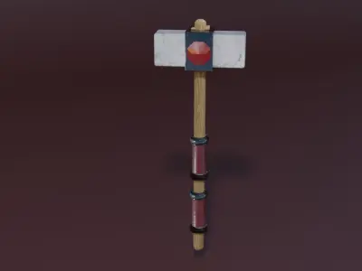 Stone hammer Low-poly 3D model