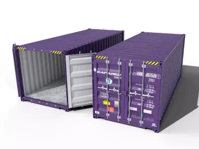 20ft Cargo Container Purple Low-poly 3D model
