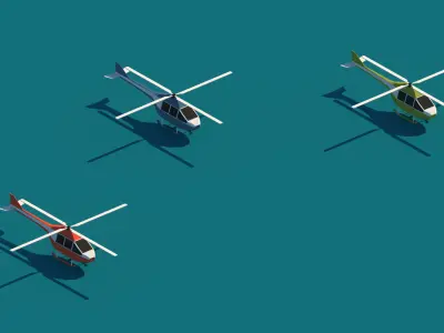 Cartoon Low Poly Helicopter Package Low-poly 3D model