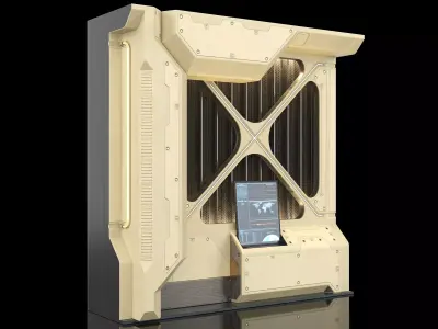 Sci-fi Ventilation Part Interior With Terminal PBR 3D model