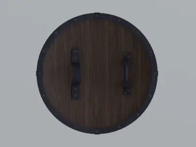 Medieval round wooden shield Low-poly 3D model get