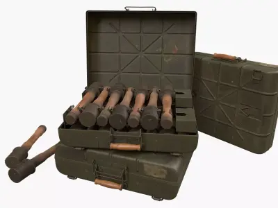 German M24 stick grenade with Metal Case - Stielhandgranate 24 Low-poly 3D model