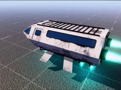 Sci Fi Transport Shuttle Dropship Game Ready Spaceship Low-poly 3D model