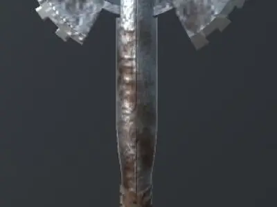 wasteland style battle axe Free low-poly 3D model