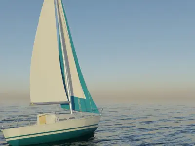 Monohull Sailboat Low-poly 3D model