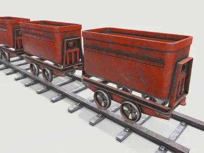 Mine Wagon 3 Low-poly 3D model