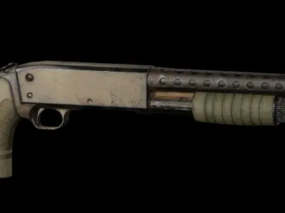 GAME READY ITHACA SHOTGUN PBR RIGGED 2 SKINS Low-poly 3D model