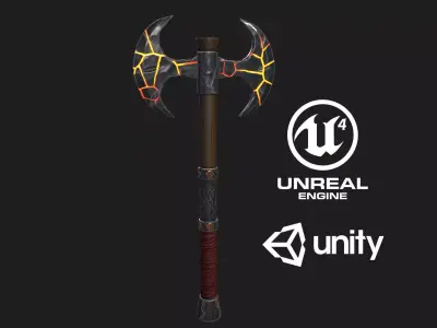 Stylized Warrior Axe PBR Modeling Free low-poly 3D model