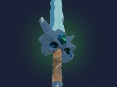 Stylized Sword Weapon with crystals PBR low-poly game ready Low-poly 3D model