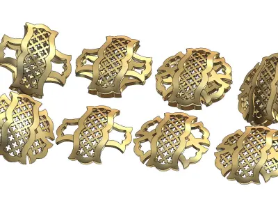 Double sided arabian pattern pendants with moucharabieh motifs 3D print model