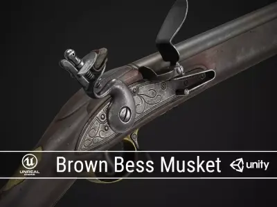 PBR Brown Bess Musket Low-poly 3D model