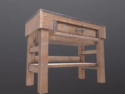 Wooden Workbench Low-poly 3D model purchase