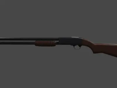Shotgun Low-poly 3D model 7