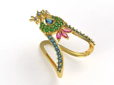 Sparkling Peacock Ring 3D print model