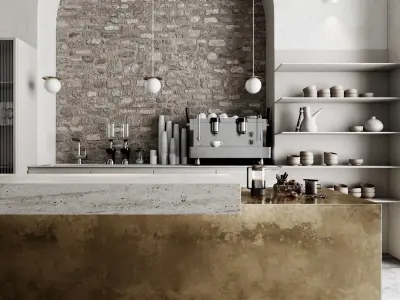 Restaurant coffee shop with arched window 3D model