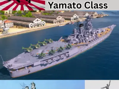 Aki Japanese Yamato Hybrid Class Battleship 3D print model