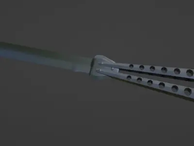  butterfly knife Balisong fan knife low poly Free 3D model