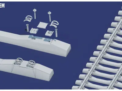 Railway Road Modules Kitbash Pack Low-poly 3D model