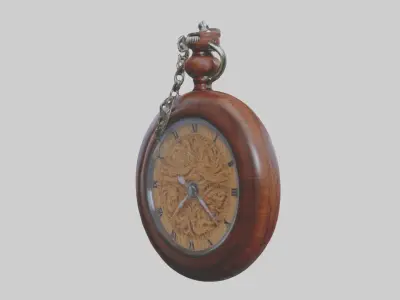 Wooden Pocket Watch Low-poly 3D model