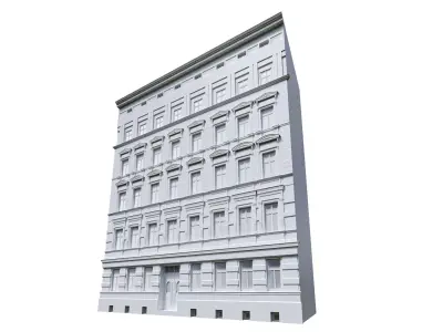 Classic European Tenement Building - Detailed Facade  Low-poly 3D model
