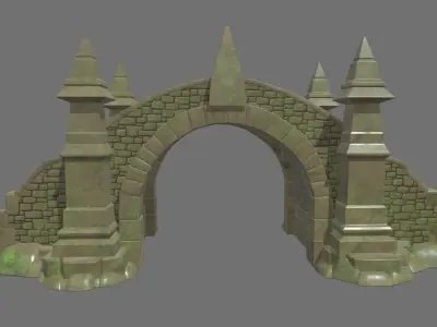 Medieval Bridge Cartoon 01 Low-poly 3D model