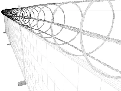 Barbed-Wire-Fence barbed wire on fence 3D model